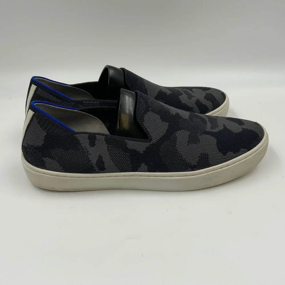 Rothys The Sneaker Womens 8.5 Grey Camo Slip On Washable Knit Shoes